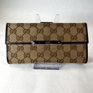 Vintage Gucci GG Canvas Wallet on Chain Clutch Brown Monogram Leather